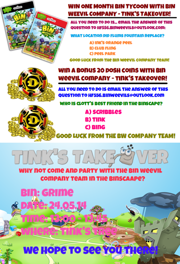 Win Bin Tycoon and Dosh Coins and Party DetailS!